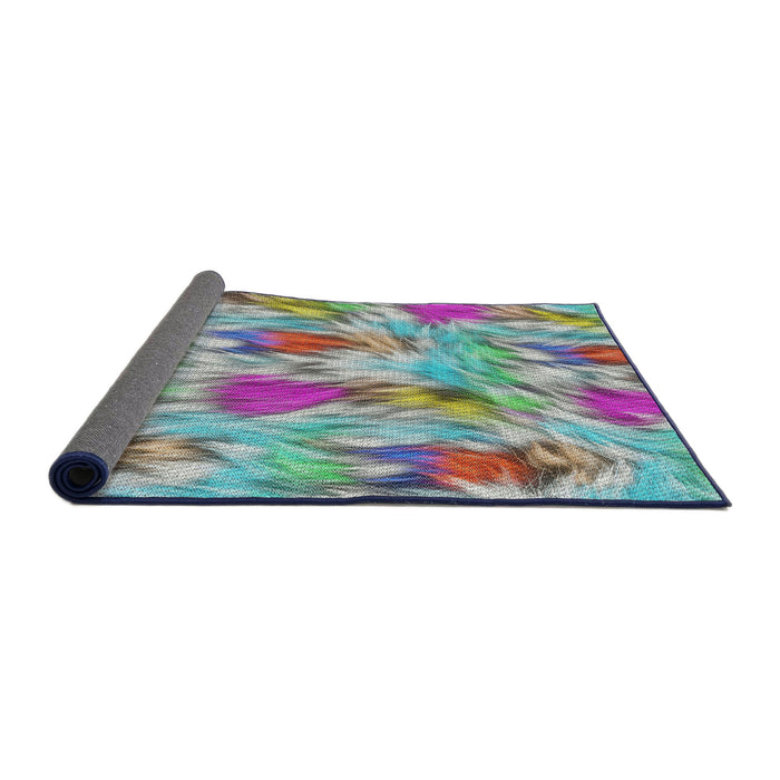 Thickness of Patterned Cyan Opaque Blue Novelty Rug, pat104