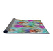 Thickness of Patterned Cyan Opaque Blue Novelty Rug, pat104