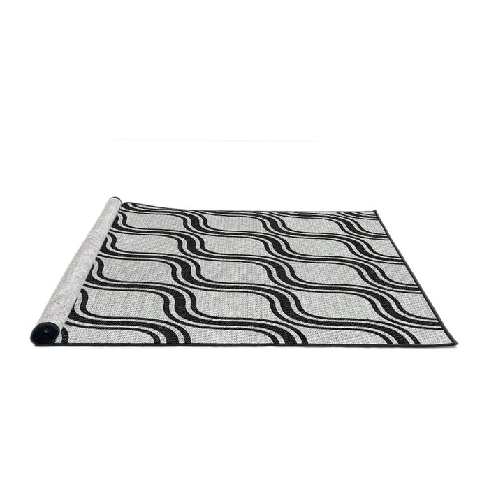 Serging Thickness of Machine Washable Transitional Light Black Rug, wshpat1043