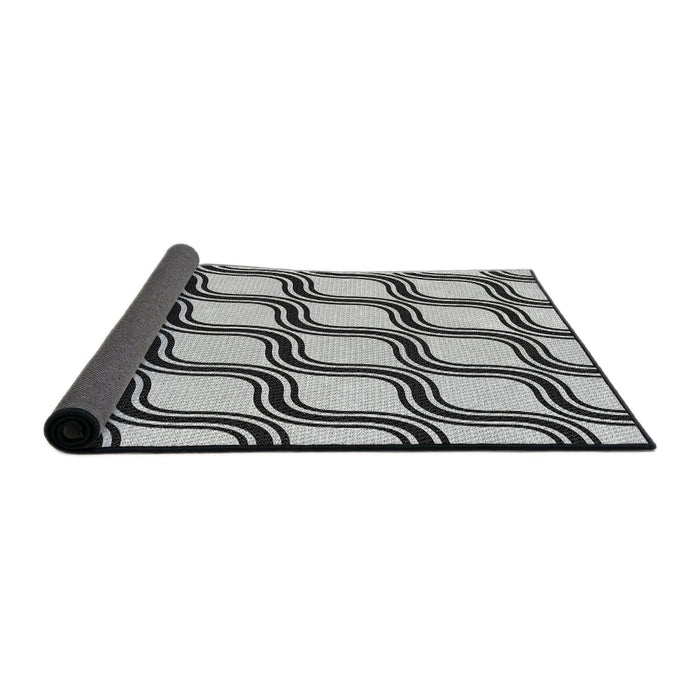 Thickness of Patterned Light Black Novelty Rug, pat1043