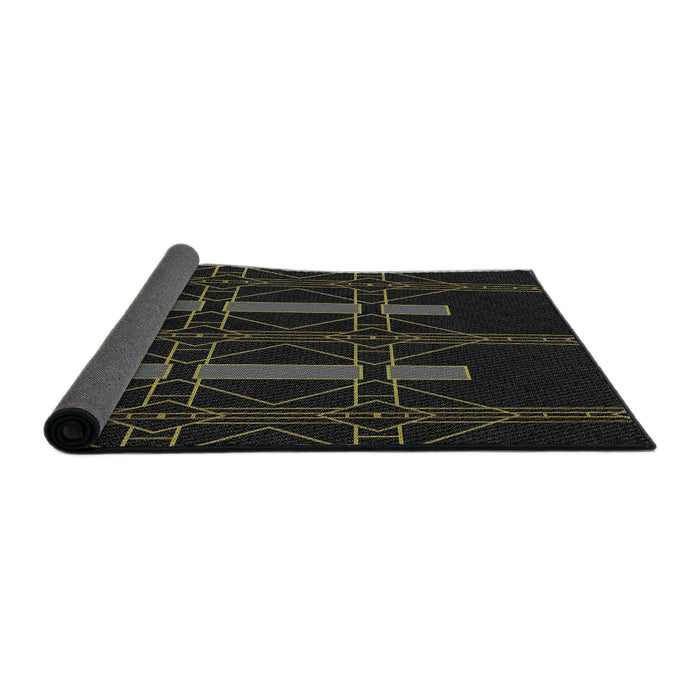 Thickness of Patterned Black Novelty Rug, pat105