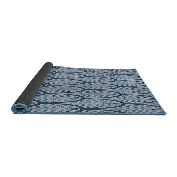 Thickness of Patterned Azure Blue Novelty Rug, pat1054