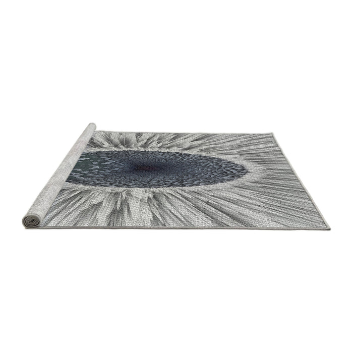 Serging Thickness of Machine Washable Transitional Ash Gray Rug, wshpat1055