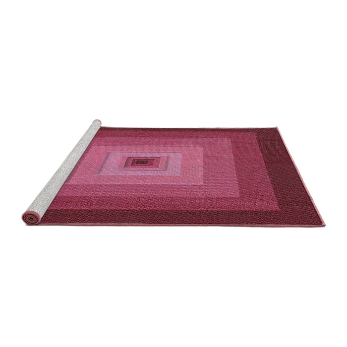 Serging Thickness of Machine Washable Transitional Dark Pink Rug, wshpat1057