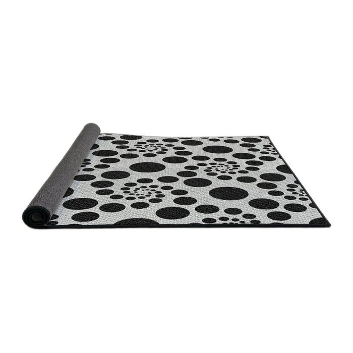 Thickness of Patterned Charcoal Black Novelty Rug, pat1058