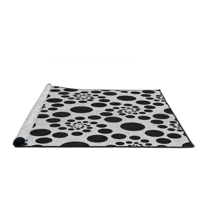 Serging Thickness of Machine Washable Transitional Charcoal Black Rug, wshpat1058