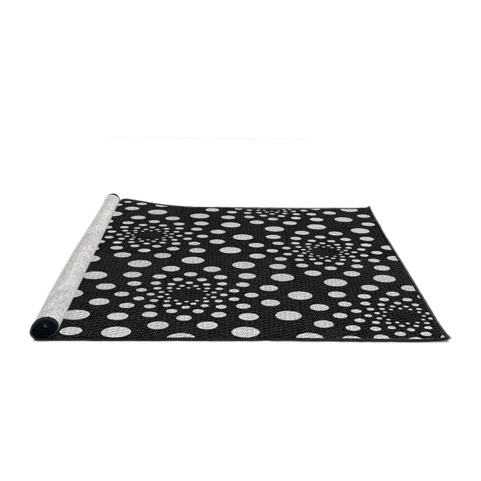 Serging Thickness of Machine Washable Transitional Black Rug, wshpat1059