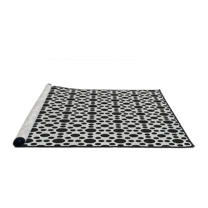 Serging Thickness of Machine Washable Transitional Charcoal Black Rug, wshpat1061