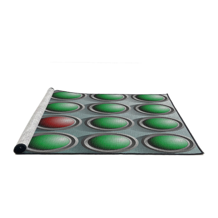 Serging Thickness of Machine Washable Transitional Light Black Rug, wshpat1066