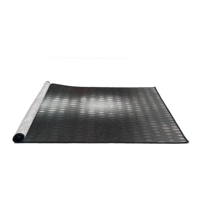 Serging Thickness of Machine Washable Transitional Charcoal Black Rug, wshpat1071