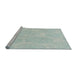 Serging Thickness of Machine Washable Transitional Pale Blue Lily Blue Rug, wshpat1072