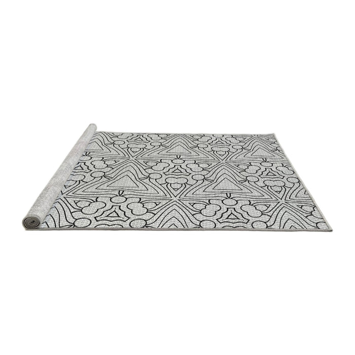 Serging Thickness of Machine Washable Transitional Gray Rug, wshpat1077