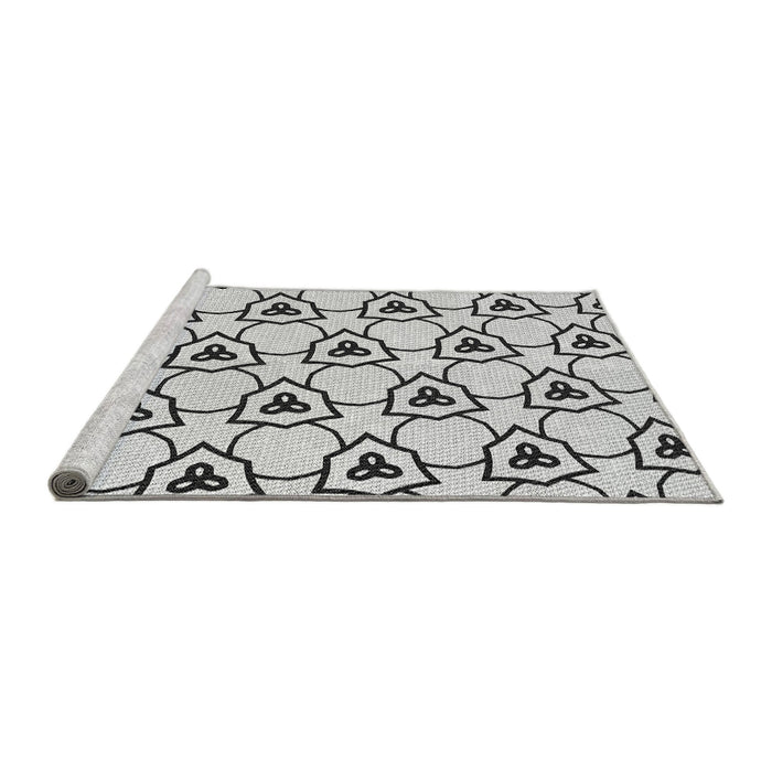 Serging Thickness of Machine Washable Transitional Ash Gray Rug, wshpat1079