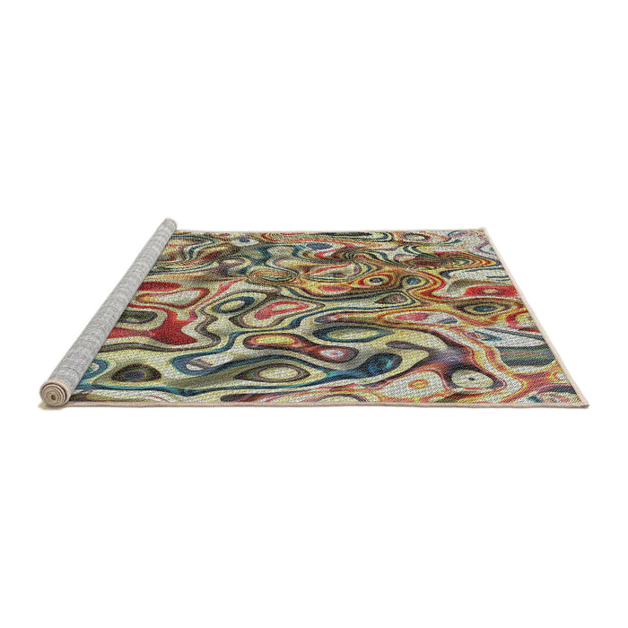 Serging Thickness of Machine Washable Transitional Sepia Brown Rug, wshpat108