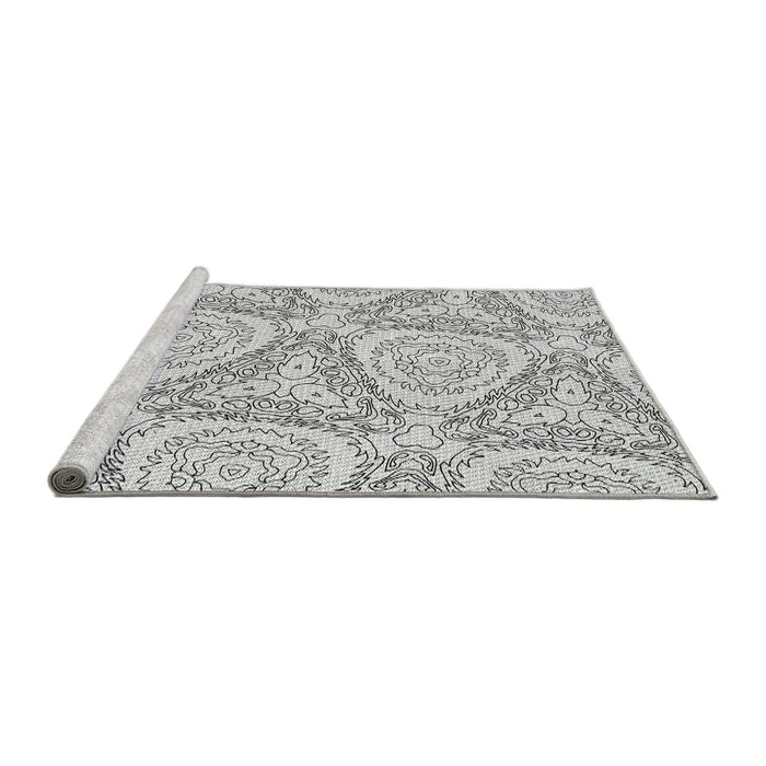 Serging Thickness of Machine Washable Transitional White Smoke Rug, wshpat1082