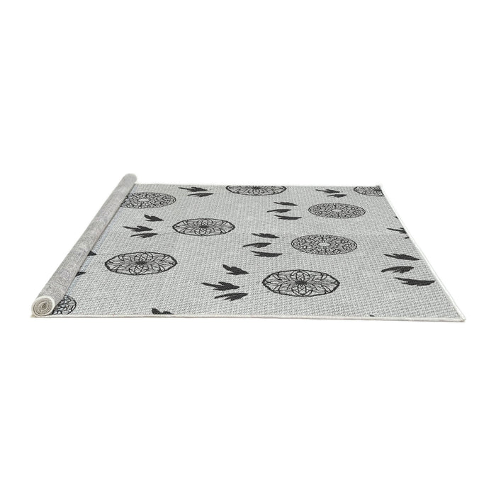 Serging Thickness of Machine Washable Transitional Grey Gray Rug, wshpat1083