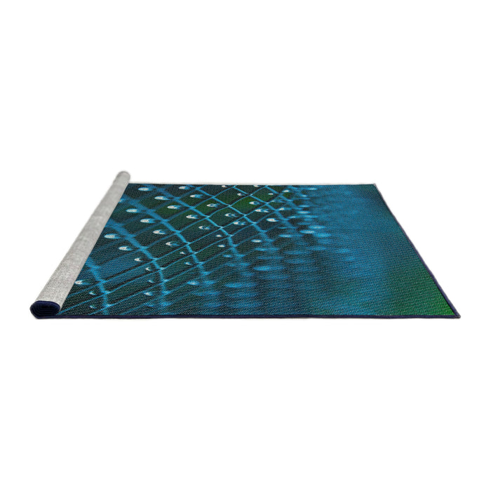 Serging Thickness of Machine Washable Transitional Deep-Sea Blue Rug, wshpat1086