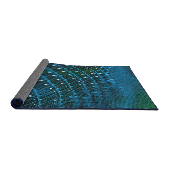 Thickness of Patterned Deep-Sea Blue Novelty Rug, pat1086