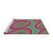 Serging Thickness of Machine Washable Transitional Green Rug, wshpat1095