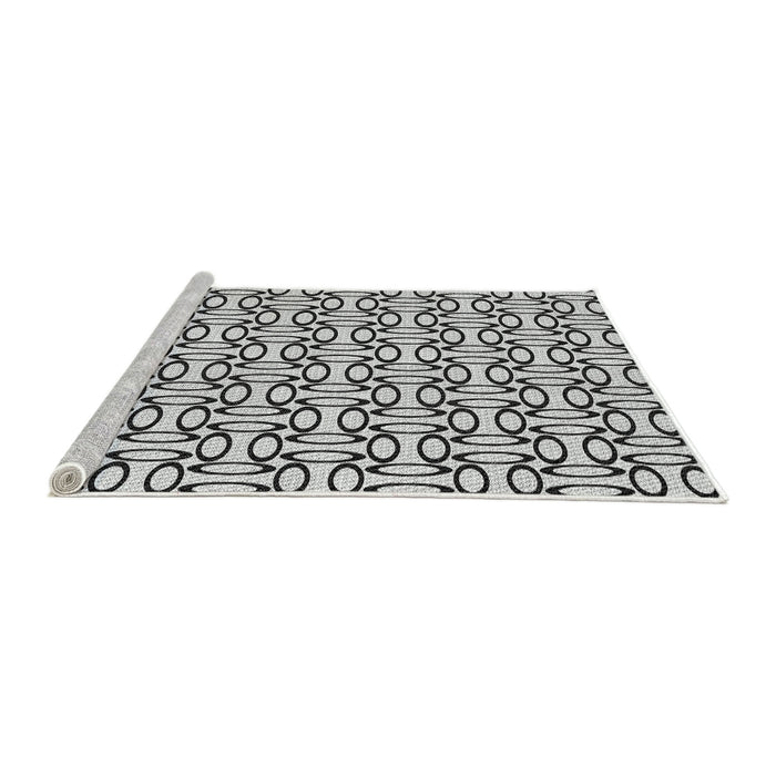 Serging Thickness of Machine Washable Transitional Platinum Gray Rug, wshpat1097