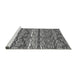 Serging Thickness of Machine Washable Transitional Charcoal Black Rug, wshpat1098