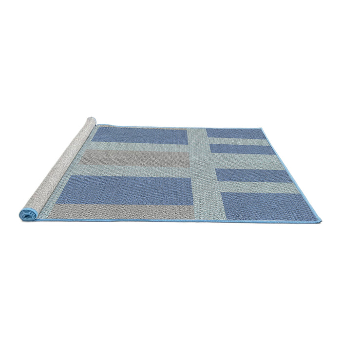 Serging Thickness of Machine Washable Transitional Steel Blue Rug, wshpat1106