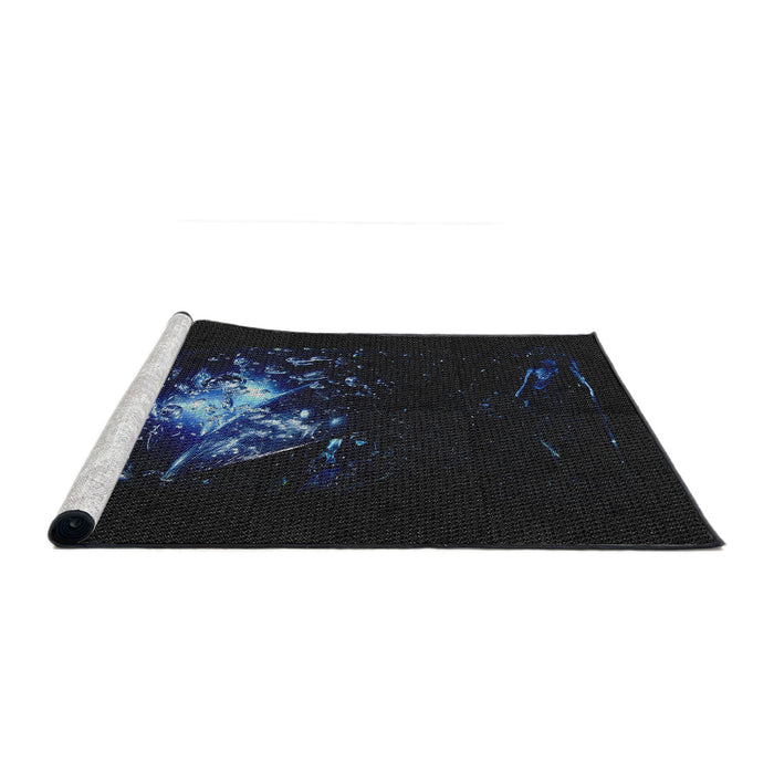 Serging Thickness of Machine Washable Transitional Black Rug, wshpat111