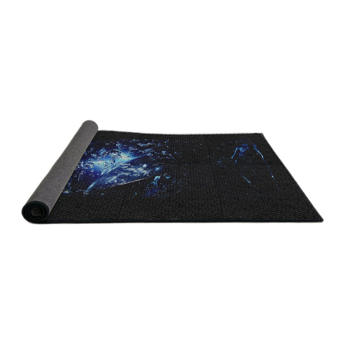 Thickness of Patterned Black Novelty Rug, pat111
