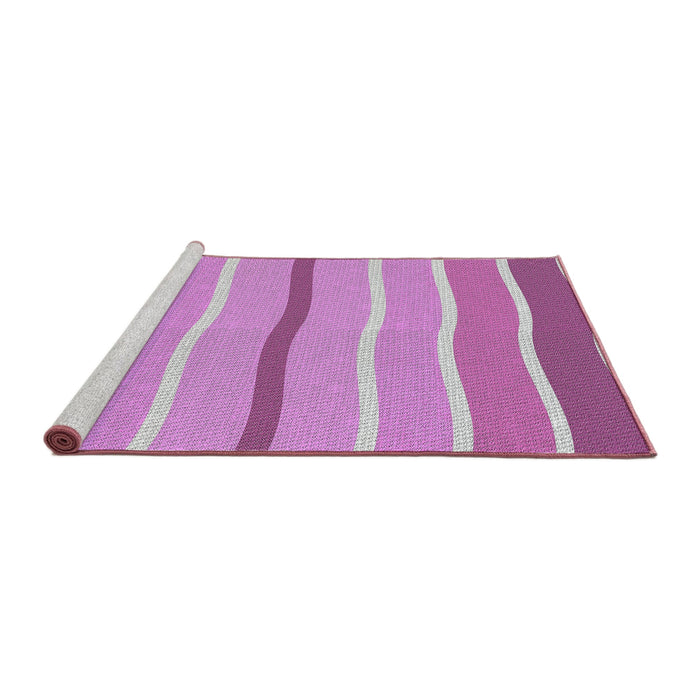 Serging Thickness of Machine Washable Transitional Magenta Pink Rug, wshpat1113