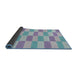 Thickness of Patterned Slate Blue Grey Novelty Rug, pat1118