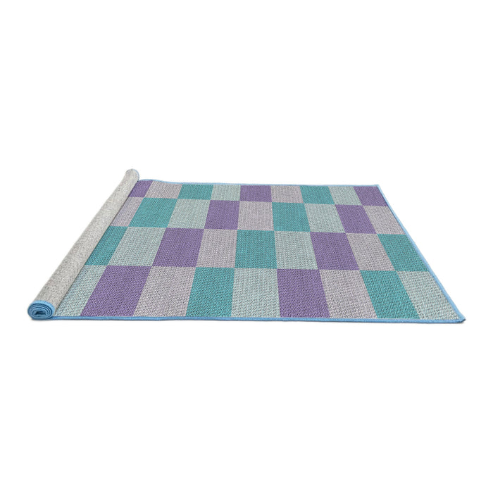 Serging Thickness of Machine Washable Transitional Slate Blue Grey Blue Rug, wshpat1118