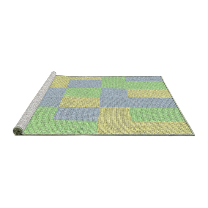Serging Thickness of Machine Washable Transitional Green Rug, wshpat1119