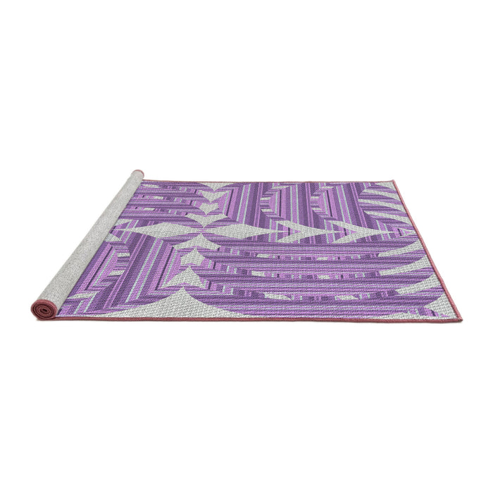 Serging Thickness of Machine Washable Transitional Periwinkle Pink Rug, wshpat1120