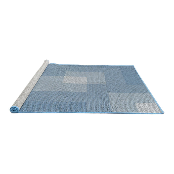 Serging Thickness of Machine Washable Transitional Steel Blue Rug, wshpat1121