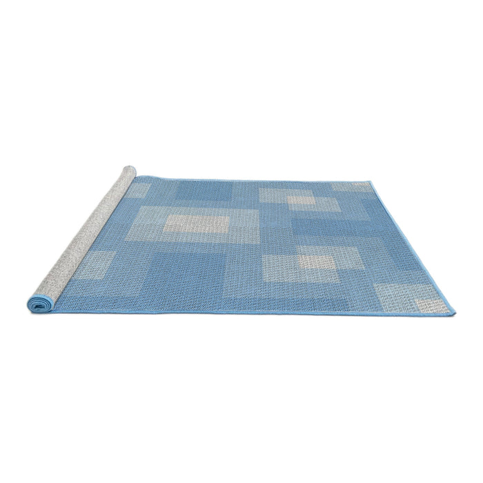 Serging Thickness of Machine Washable Transitional Light Day Blue Rug, wshpat1122