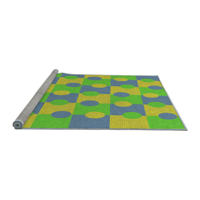 Serging Thickness of Machine Washable Transitional Yellow Green Rug, wshpat1123