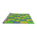 Serging Thickness of Machine Washable Transitional Yellow Green Rug, wshpat1123