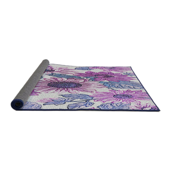 Thickness of Patterned Bright Purple Novelty Rug, pat1124