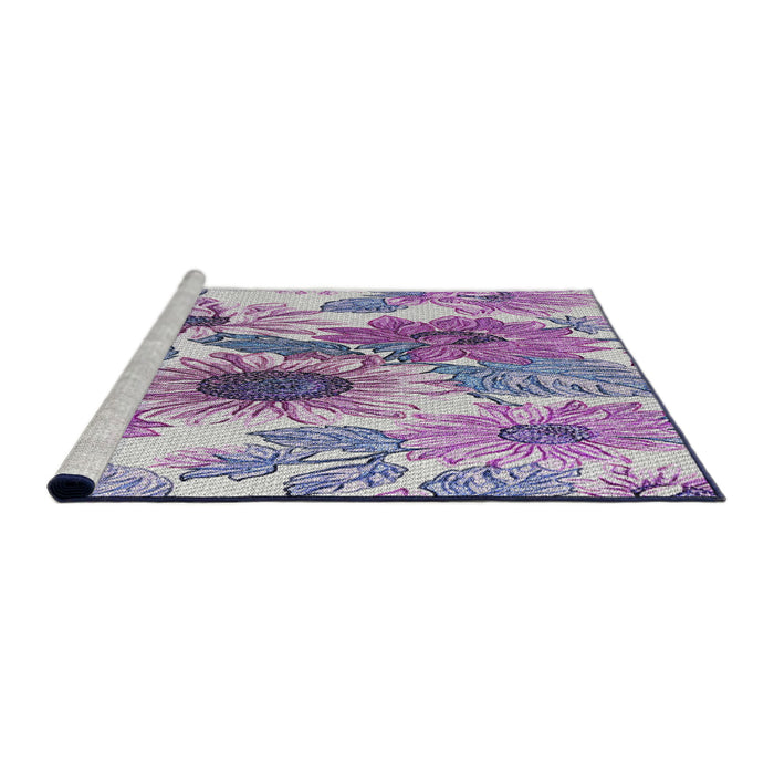 Serging Thickness of Machine Washable Transitional Bright Grape Purple Rug, wshpat1124
