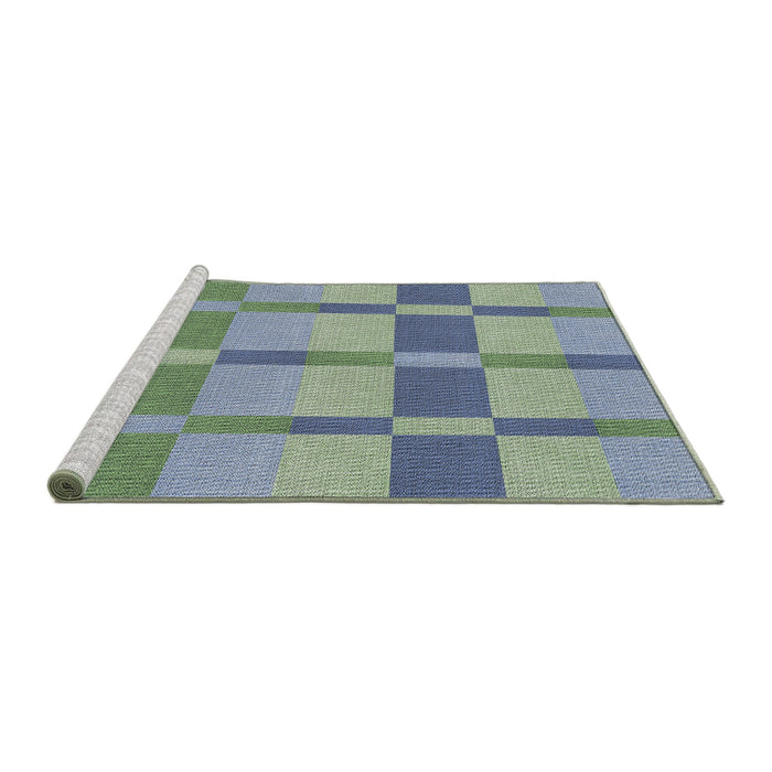 Serging Thickness of Machine Washable Transitional Green Rug, wshpat1129