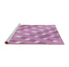 Serging Thickness of Machine Washable Transitional Magenta Pink Rug, wshpat1130