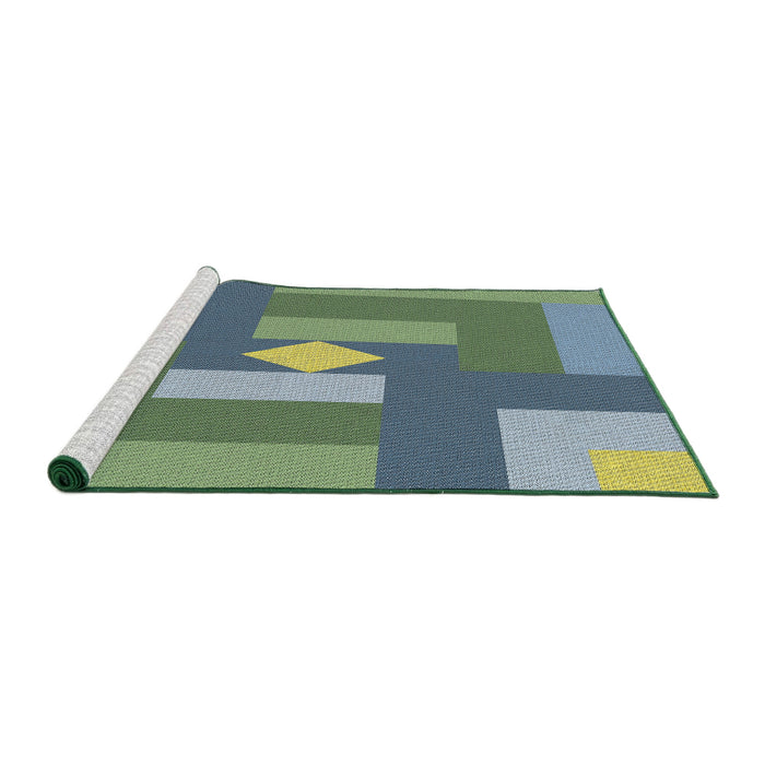 Serging Thickness of Machine Washable Transitional Green Rug, wshpat1131