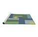 Serging Thickness of Machine Washable Transitional Green Rug, wshpat1131