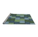 Serging Thickness of Machine Washable Transitional Blue Green Rug, wshpat1134