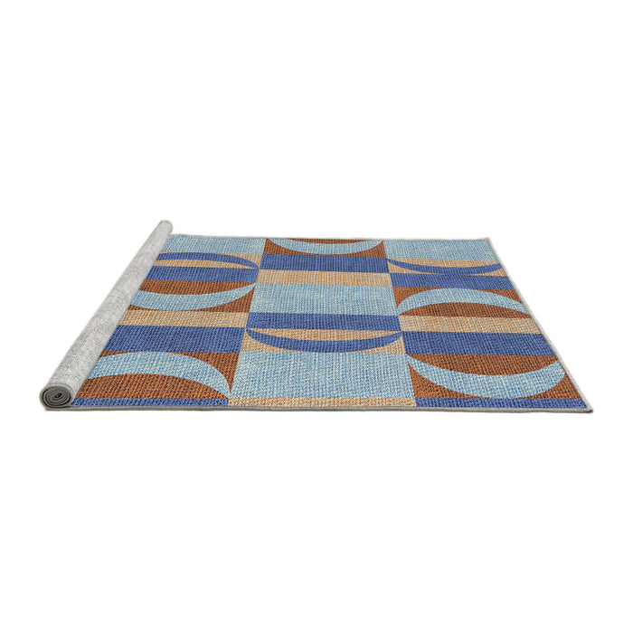 Serging Thickness of Machine Washable Transitional Light Steel Blue Rug, wshpat1135