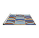 Serging Thickness of Machine Washable Transitional Light Steel Blue Rug, wshpat1135