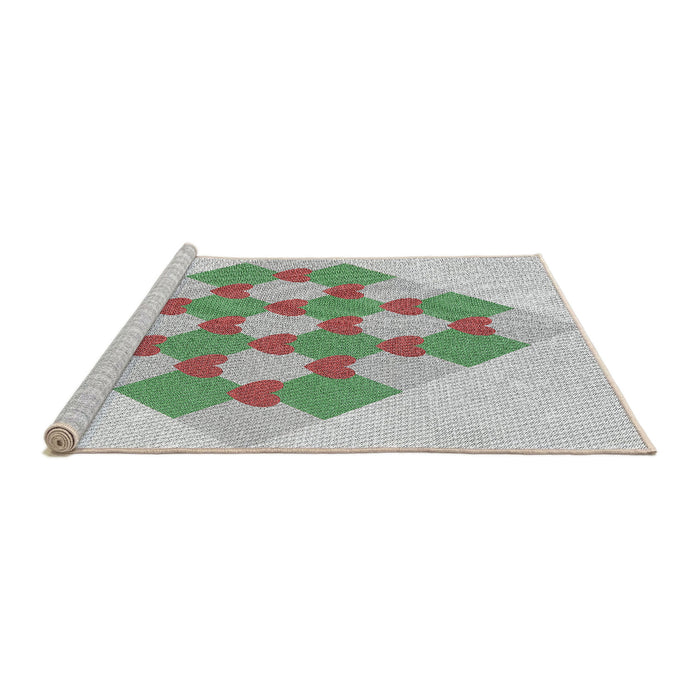 Serging Thickness of Machine Washable Transitional Khaki Green Rug, wshpat1137