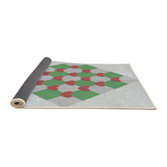 Thickness of Patterned Khaki Green Novelty Rug, pat1137