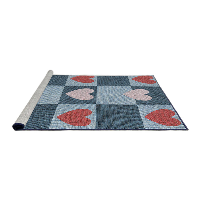 Serging Thickness of Machine Washable Transitional Jeans Blue Rug, wshpat1138