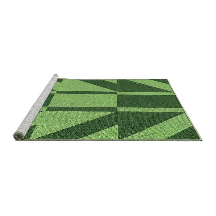 Serging Thickness of Machine Washable Transitional Green Rug, wshpat1139